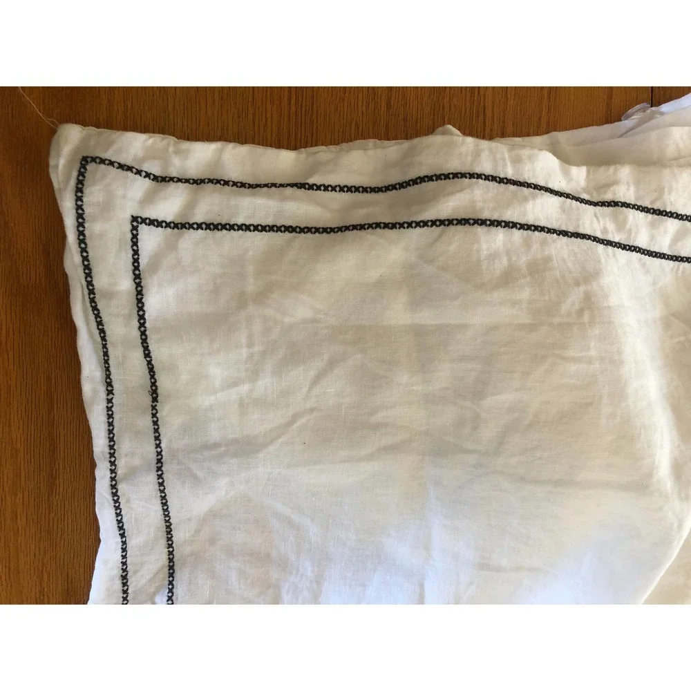 Anthropologie Moderna Linen Duvet Cover Twin White